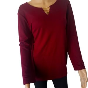 Chico's Burgundy Blouse, NWT, Size 2